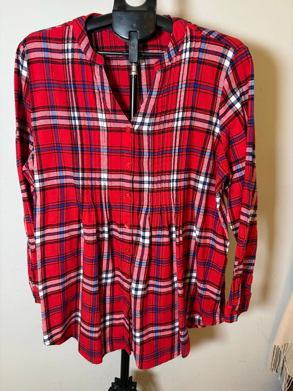 Woman within flannel top